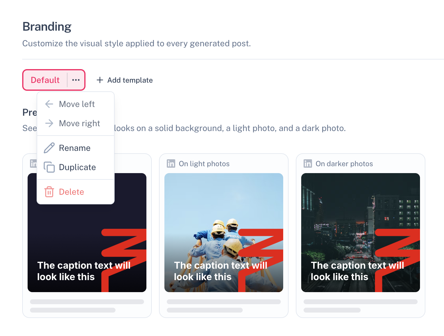 Branding templates — redesigned